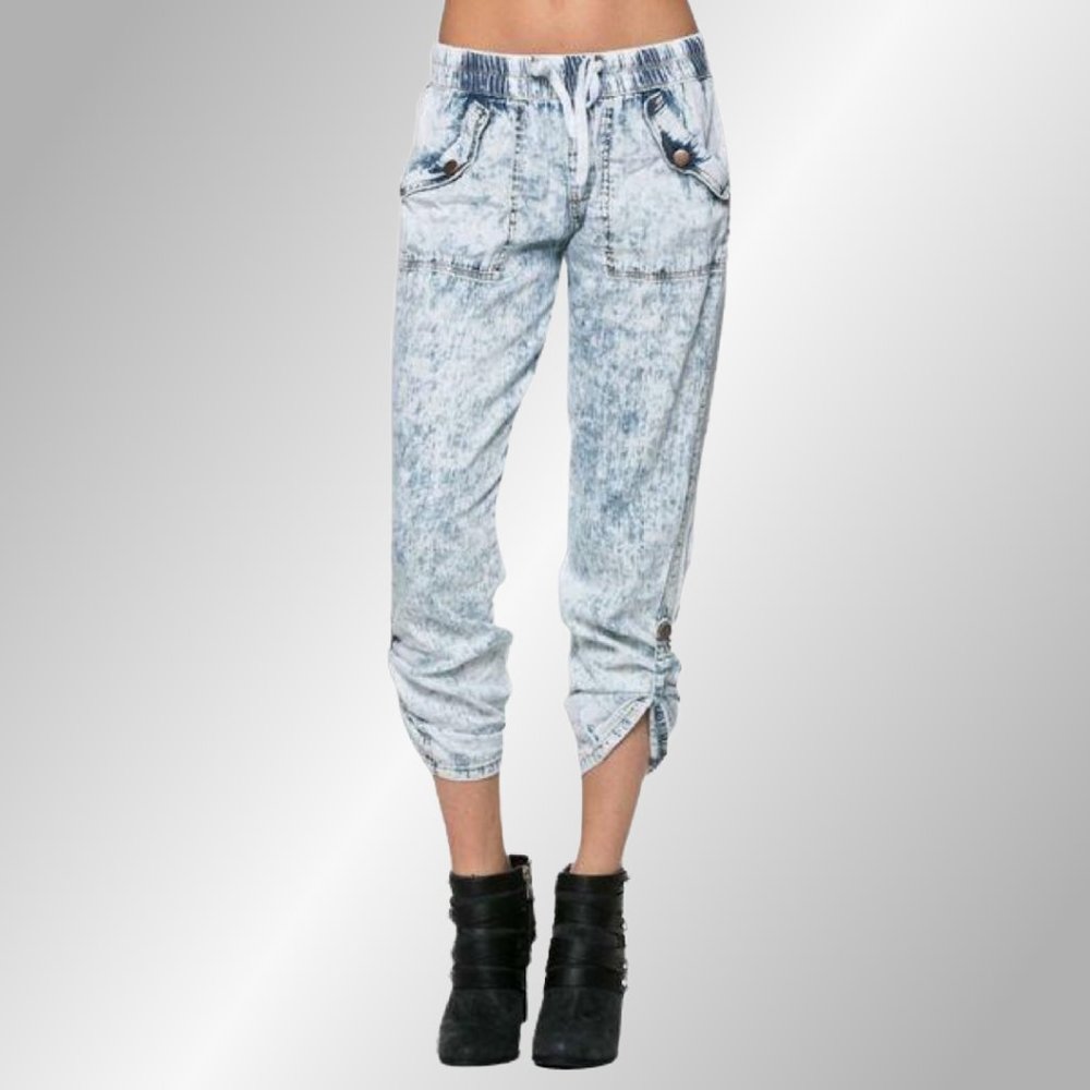 Boho Hippie Style Acid Wash Lightweight Lightweight Jogger Pants